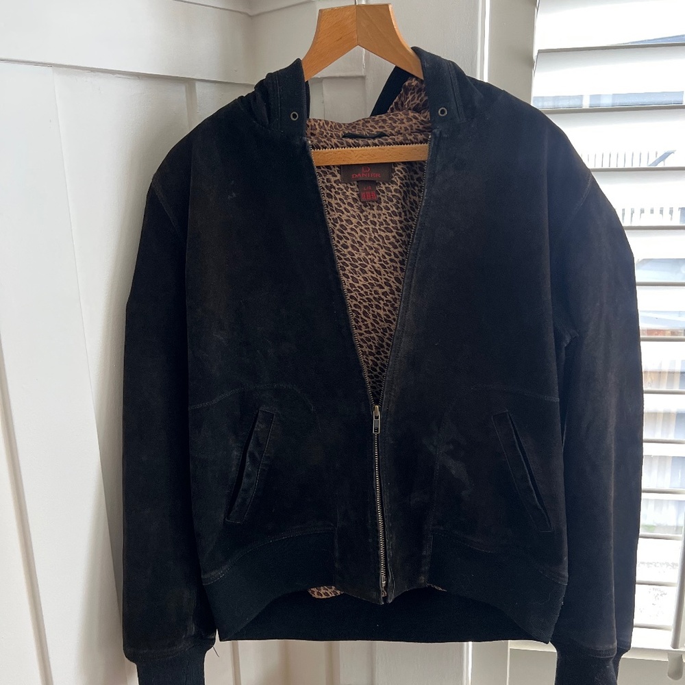 DANIER BLACK SUEDE JACKET WITH HOOD